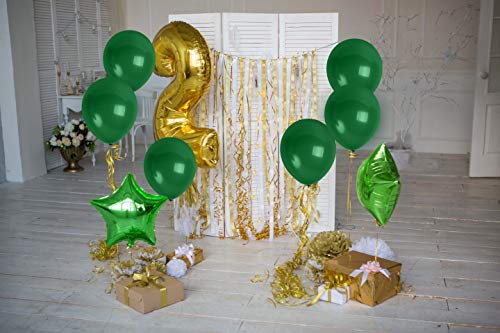 36 Pine Green Latex Balloons 12 Inch - Treasures Gifted with Ribbon for Birthdays & Baby Showers