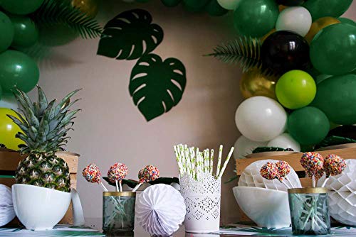 36 Pine Green Latex Balloons 12 Inch - Treasures Gifted with Ribbon for Birthdays & Baby Showers