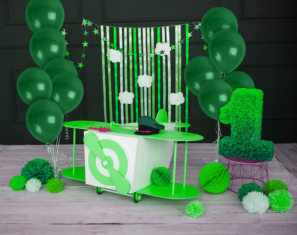36 Pine Green Latex Balloons 12 Inch - Treasures Gifted with Ribbon for Birthdays & Baby Showers