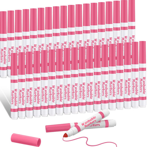 36 Pink Washable Markers Bulk – Janlaugh Broad Line Conical Tip Drawing Pens for Kids Ages 6+