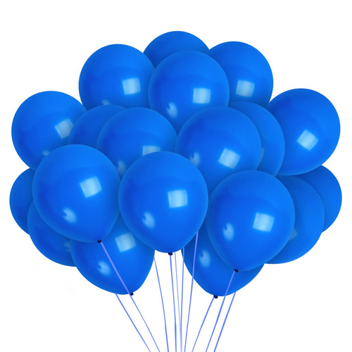 36 Royal Blue Balloons 12 Inch - Treasures Gifted Navy Latex Party Balloons with Ribbon