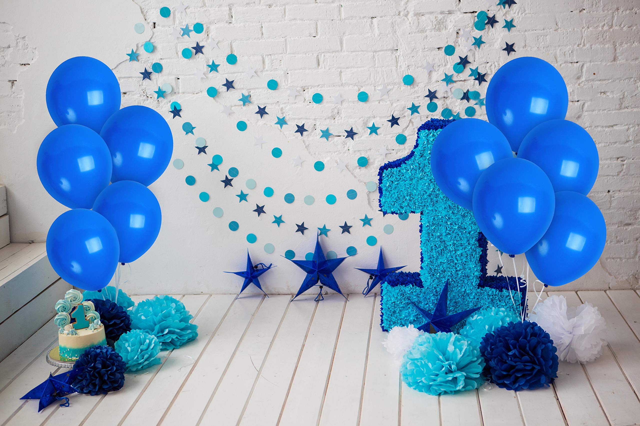 36 Royal Blue Balloons 12 Inch - Treasures Gifted Navy Latex Party Balloons with Ribbon