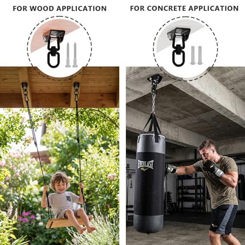 360° Rotating Hammock Hanging Kit - Heavy Duty 1200 lb Capacity Stainless Steel - SKYPHAROS Black