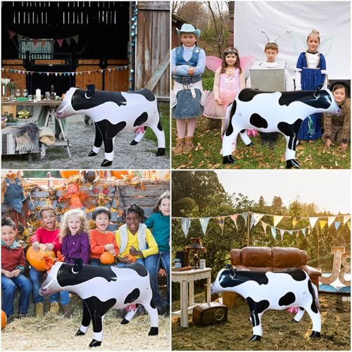 37-Inch Inflatable Cow Balloon by ILEISURELY – Realistic Farm Animal Party Decor, PVC