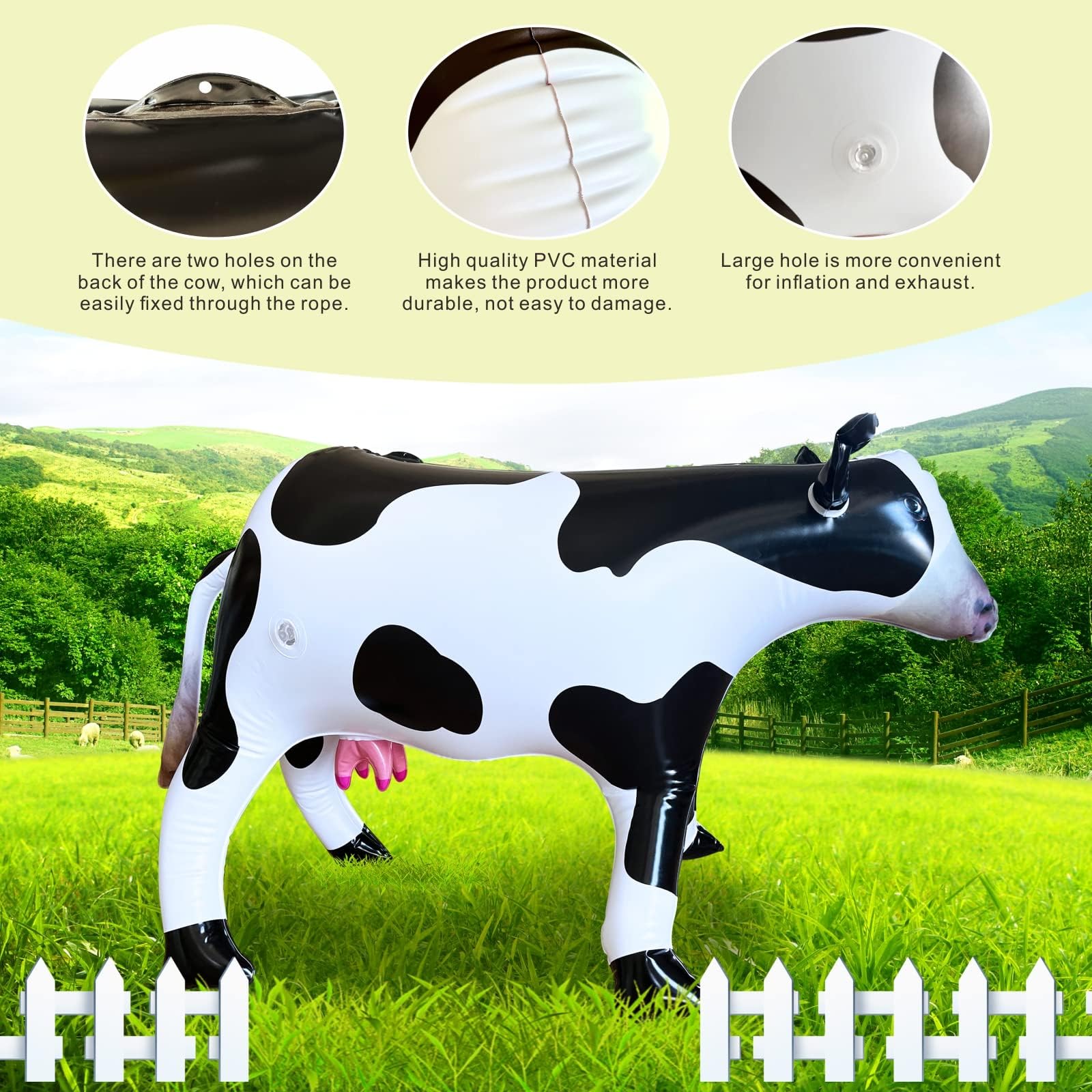 37-Inch Inflatable Cow Balloon by ILEISURELY – Realistic Farm Animal Party Decor, PVC