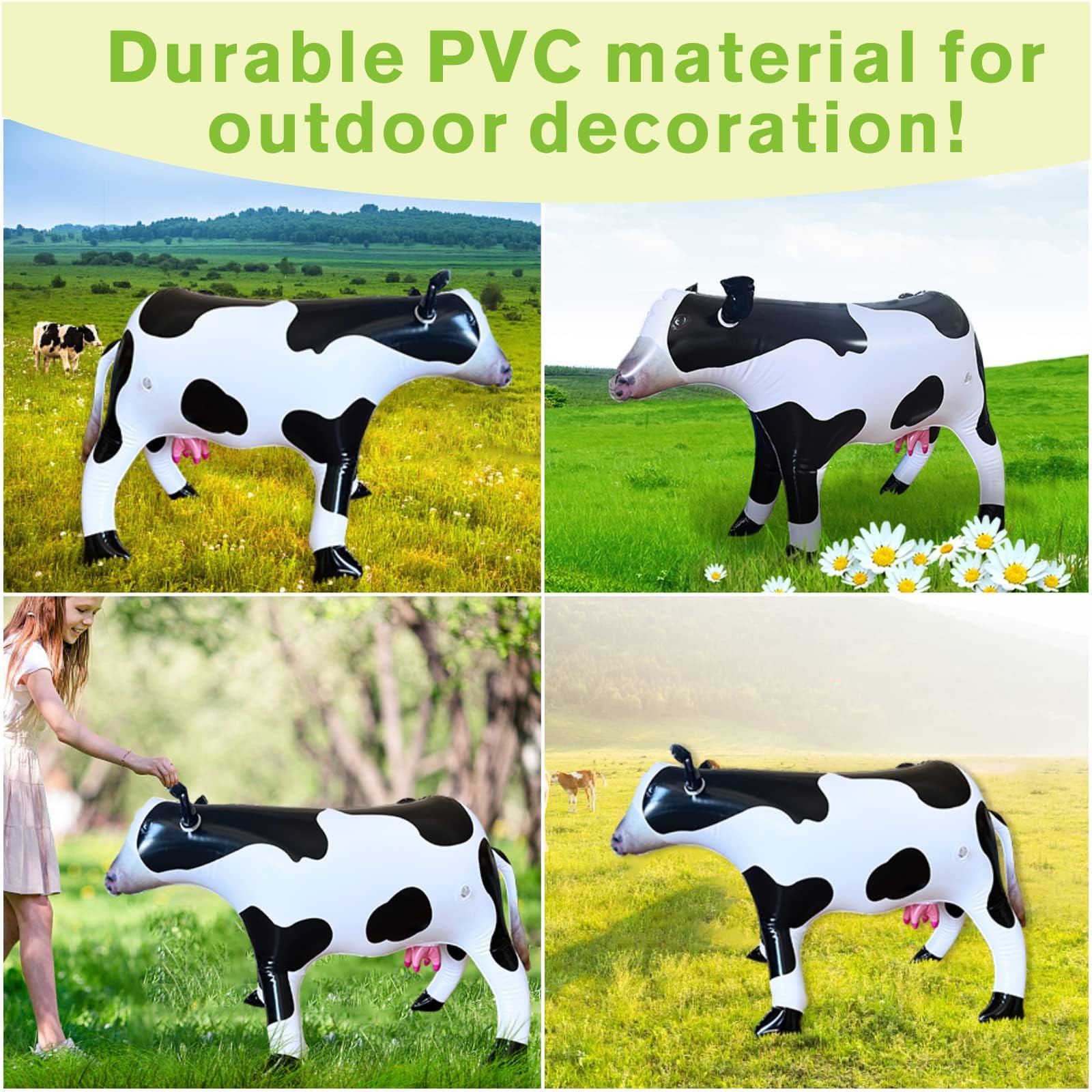 37-Inch Inflatable Cow Balloon by ILEISURELY – Realistic Farm Animal Party Decor, PVC