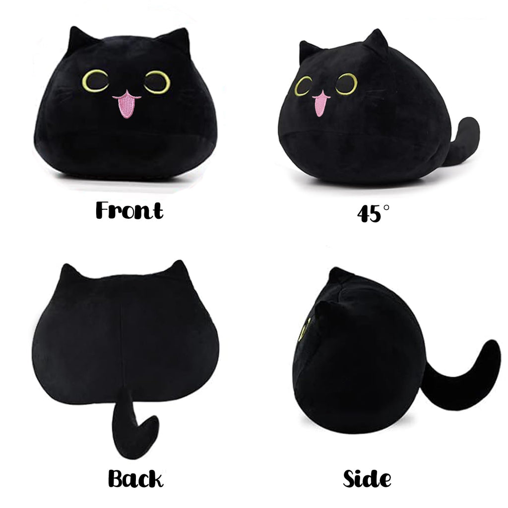 3D Black Cat Plush Pillow – Soft Stuffed Animal Toy for Decor and Comfort