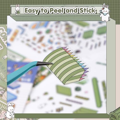 3D House Stickers for Adults - DIY Sticker Therapy Set with 12 Mini Room Scenes, Includes Tweezers, Creative Fun Stress Relief Activity