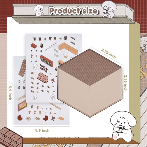 3D House Stickers for Adults - DIY Sticker Therapy Set with 12 Mini Room Scenes, Includes Tweezers, Creative Fun Stress Relief Activity