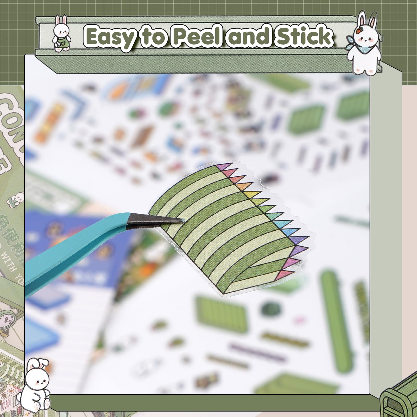 3D House Stickers for Adults - DIY Sticker Therapy Set with 12 Mini Room Scenes, Includes Tweezers, Creative Fun Stress Relief Activity