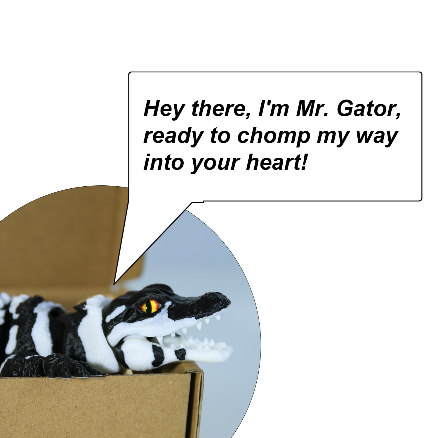 3D Printed Articulated Alligator Figurine – Black Flexible Poseable Animal Model by MildLion