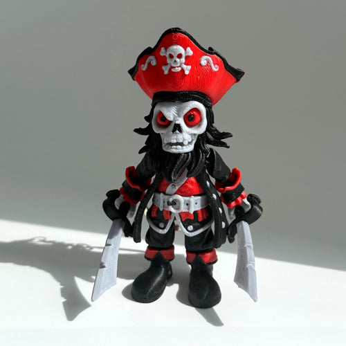 3D Printed Articulated Skeleton Pirate – 8-Inch Poseable Desk Decor from 3DGYXSH