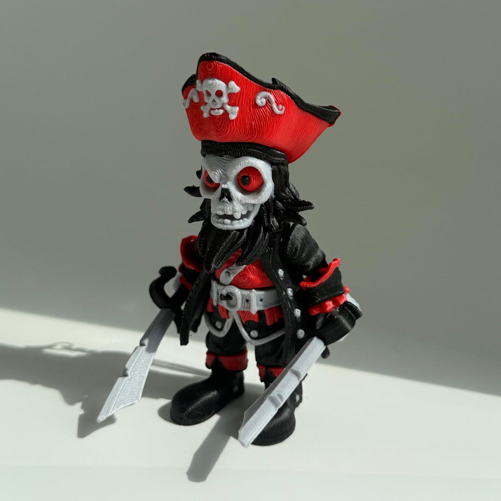 3D Printed Articulated Skeleton Pirate – 8-Inch Poseable Desk Decor from 3DGYXSH