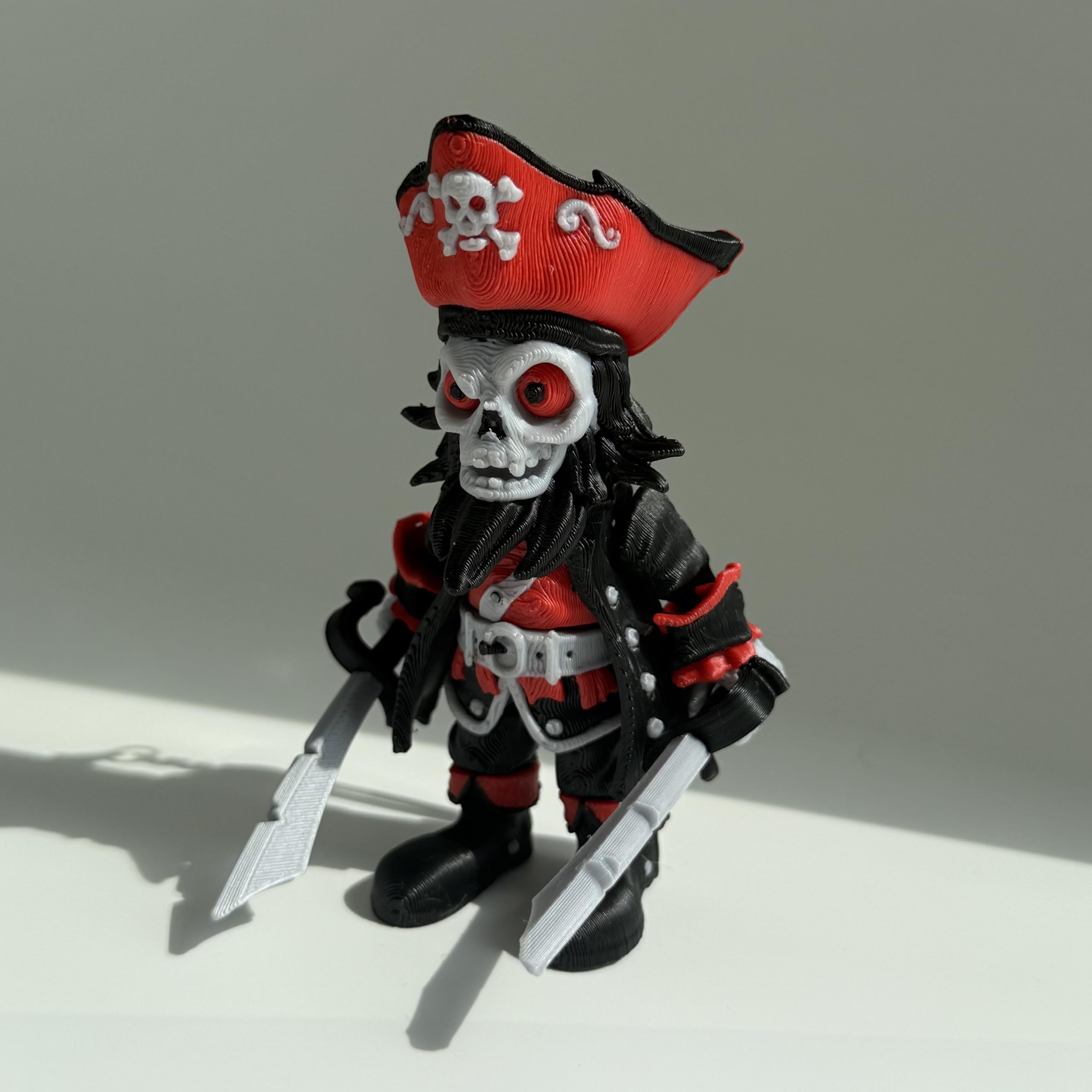 3D Printed Articulated Skeleton Pirate – 8-Inch Poseable Desk Decor from 3DGYXSH
