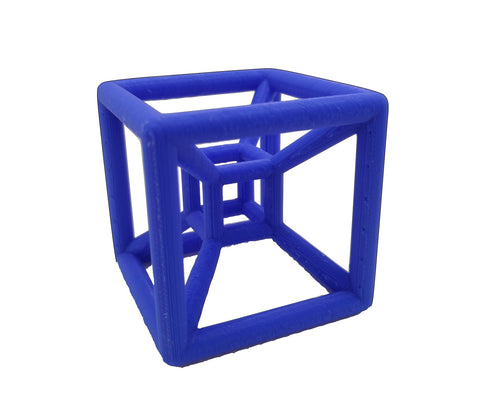 3D Printed Blue Tesseract Hypercube – Geometric Puzzle by 3D Central