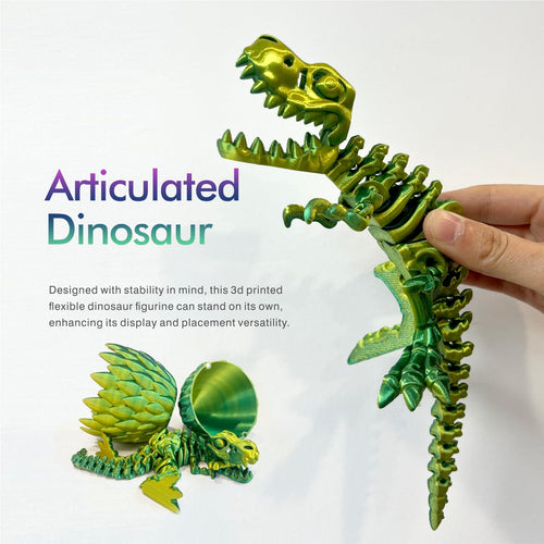 3D Printed Dinosaur in Mystery Crystal Egg – Articulated T-Rex Fidget Toy, Stress Relief, PLA