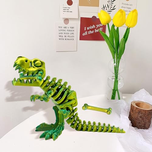 3D Printed Dinosaur in Mystery Crystal Egg – Articulated T-Rex Fidget Toy, Stress Relief, PLA