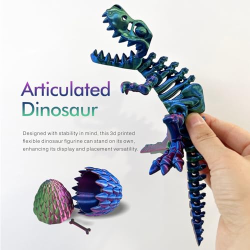 3D Printed Dinosaur Toy – Articulated T-Rex in a Mystery Crystal Dragon Egg