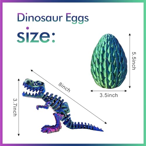 3D Printed Dinosaur Toy – Articulated T-Rex in a Mystery Crystal Dragon Egg