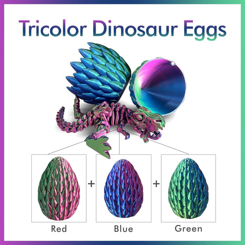 3D Printed Dinosaur Toy – Articulated T-Rex in a Mystery Crystal Dragon Egg
