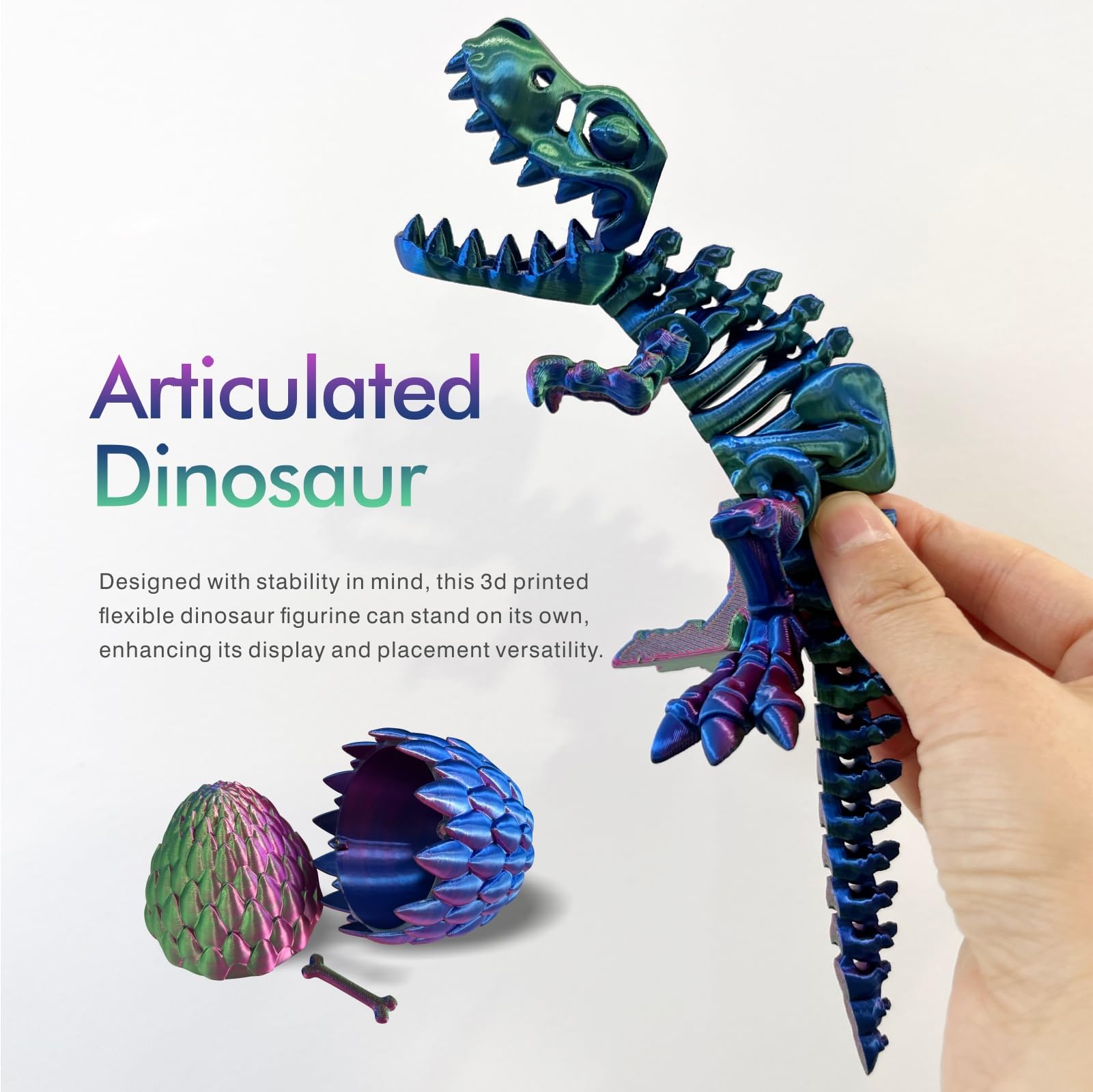 3D Printed Dinosaur Toy – Articulated T-Rex in a Mystery Crystal Dragon Egg