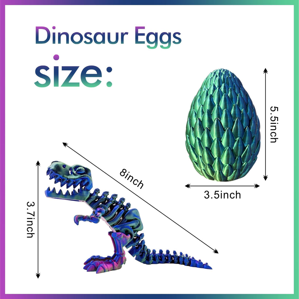 3D Printed Dinosaur Toy – Articulated T-Rex in a Mystery Crystal Dragon Egg