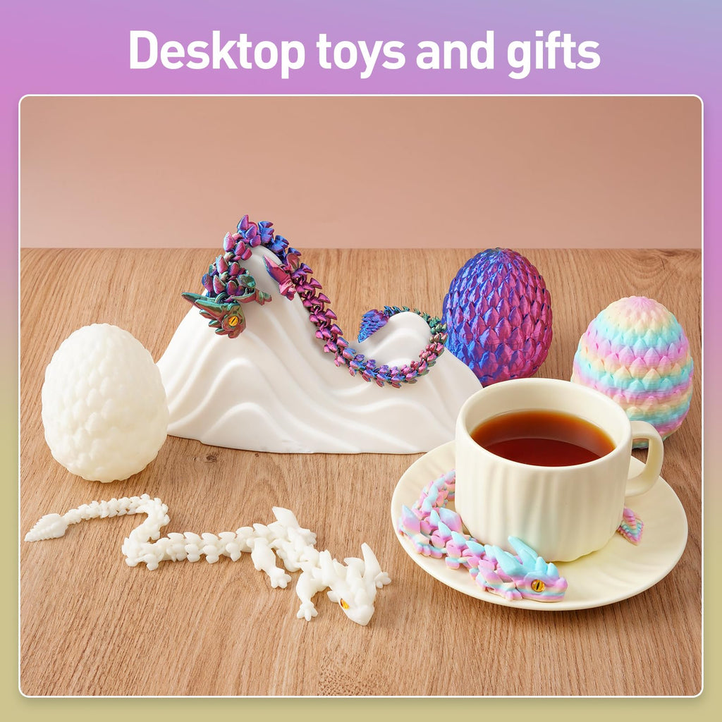 3D Printed Dragon Egg with Articulated Dragon Inside - 12 Inch Fidget Toy, Eco-Friendly PLA, Decorative Gift