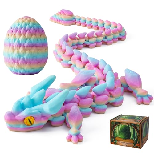3D Printed Dragon Egg with Articulated Dragon Inside - 12 Inch Fidget Toy, Eco-Friendly PLA, Decorative Gift