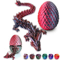 3D Printed Dragon Egg with Articulated Dragon Inside - 12 Inch Red Black Fidget Desk Toy