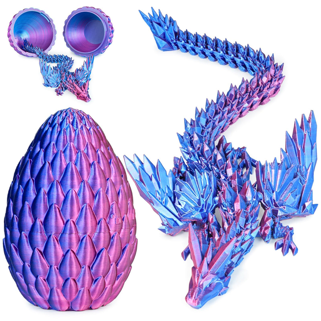 3D Printed Dragon Egg with Articulated Flying Dragon – Collectible Toy for Adults & Kids (Purple, M)