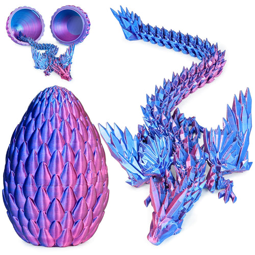 3D Printed Dragon Egg with Articulated Flying Dragon – Collectible Toy for Adults & Kids (Purple, M)