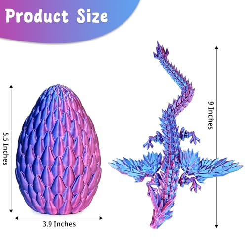 3D Printed Dragon Egg with Articulated Flying Dragon – Collectible Toy for Adults & Kids (Purple, M)