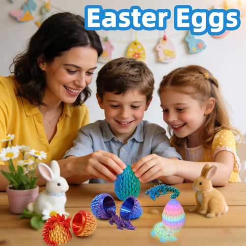 3D Printed Dragon Eggs 4-Pack – Mini Eggs with Dragons Inside, Cute Party Favors, Surprise Gift for Kids (Ages 6+)