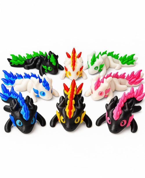 3D Printed Dragon Eggs Set – 8 Mini Articulated Baby Dragons for Kids and Adults, Fidget Toy and Desk Decor