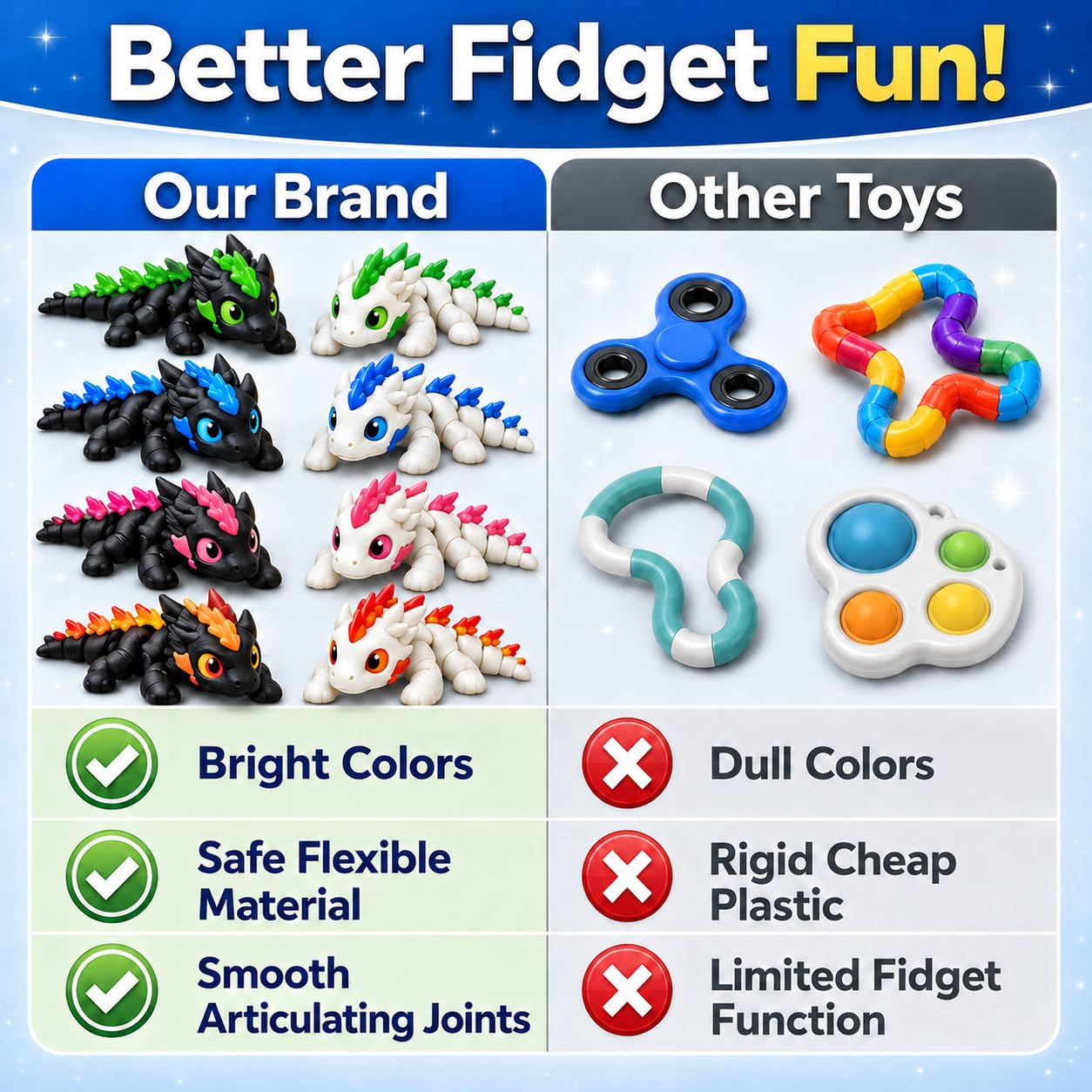 3D Printed Dragon Eggs Set – 8 Mini Articulated Baby Dragons for Kids and Adults, Fidget Toy and Desk Decor