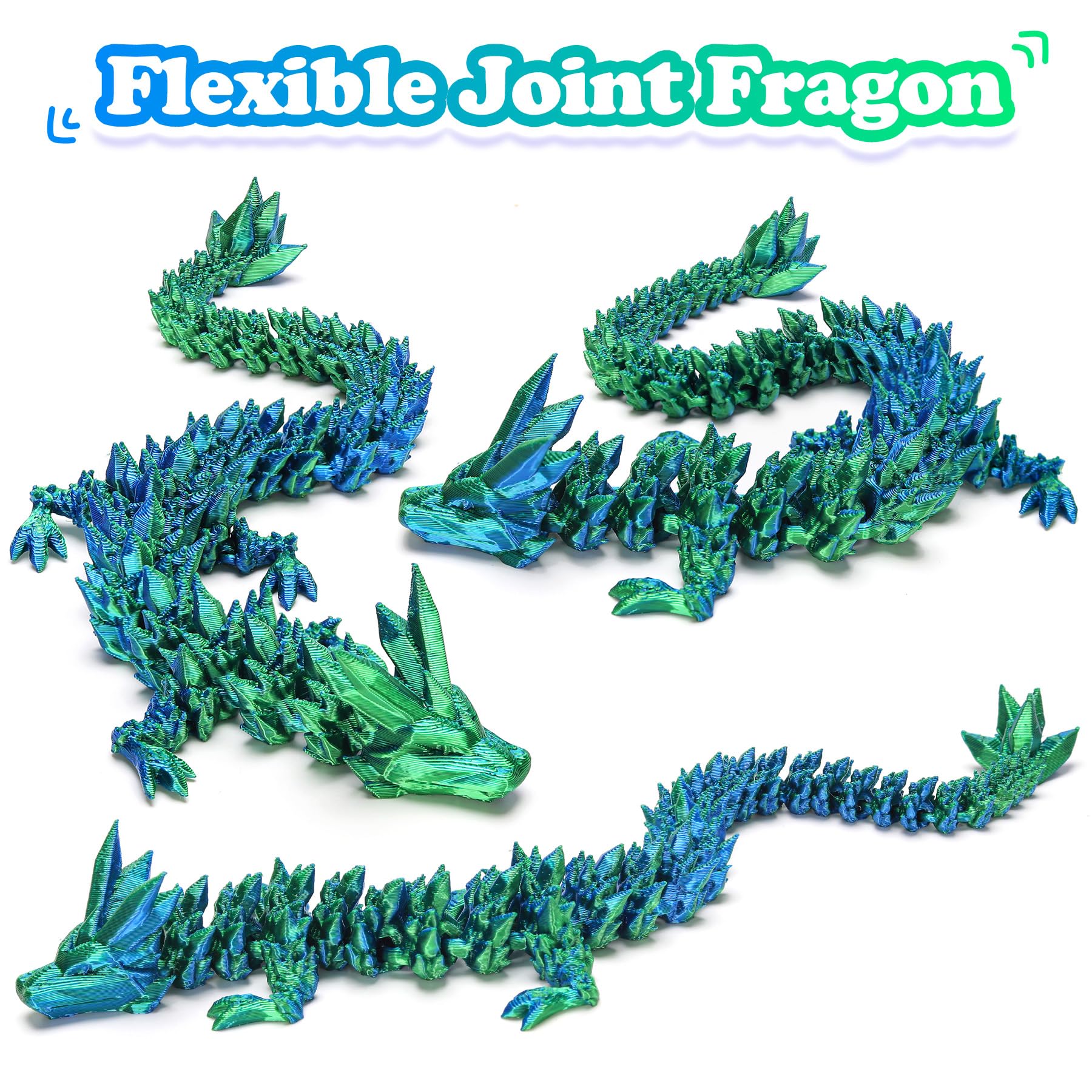 3D Printed Dragon in Surprise Egg – Posable Dragon Toy with Hinged Joints (Green)