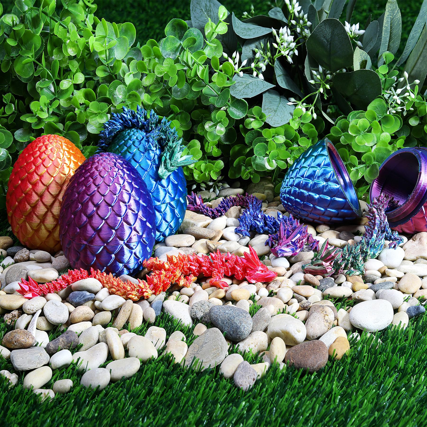 3D Printed Dragon in Surprise Egg – Posable Dragon Toy with Hinged Joints (Green)
