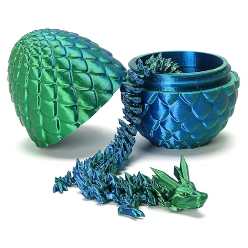 3D Printed Dragon in Surprise Egg – Posable Dragon Toy with Hinged Joints (Green)