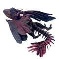 3D Printed Feathered Wyvern Dragon - Articulated Figure with Wings, Black Red