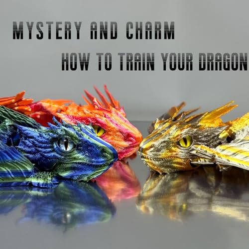3D Printed Feathered Wyvern Dragon – Articulated Winged Dragon Figurine, Desktop Pet, Fantasy Collectible (Black Rose Red)