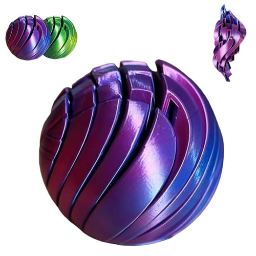 3D Printed Fidget Ball Toy - Purple Liquid Flow Gear Stress Relief