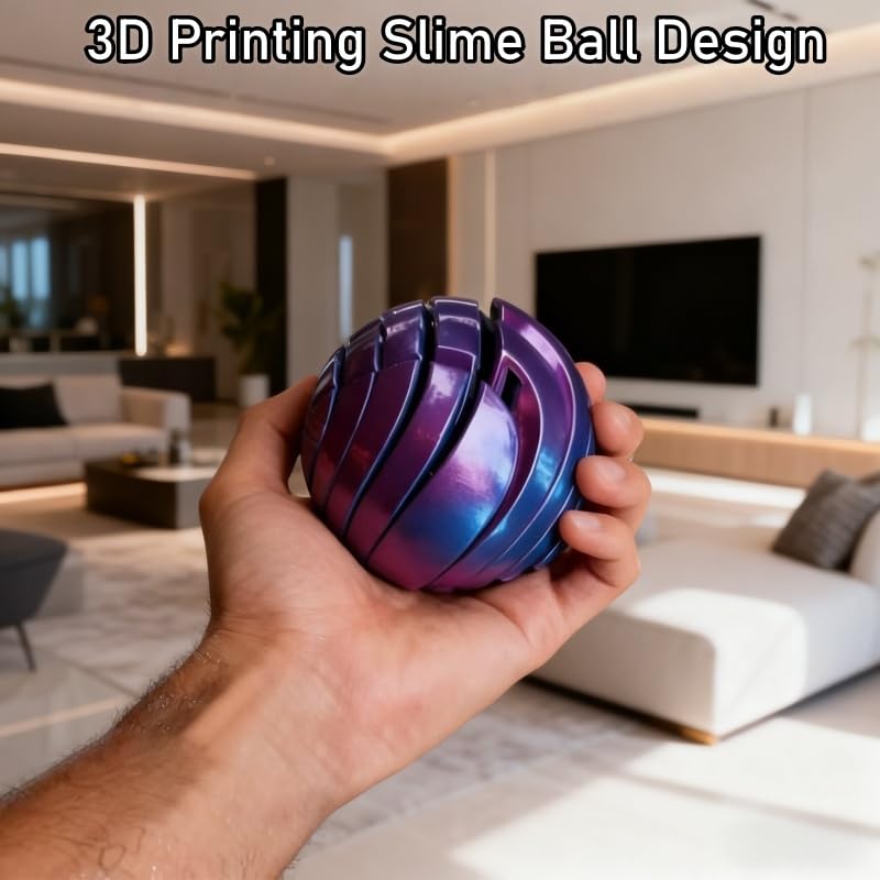 3D Printed Fidget Ball Toy - Purple Liquid Flow Gear Stress Relief