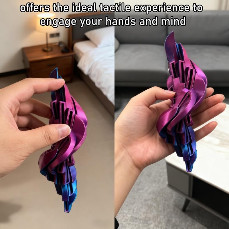 3D Printed Fidget Ball Toy - Purple Liquid Flow Gear Stress Relief