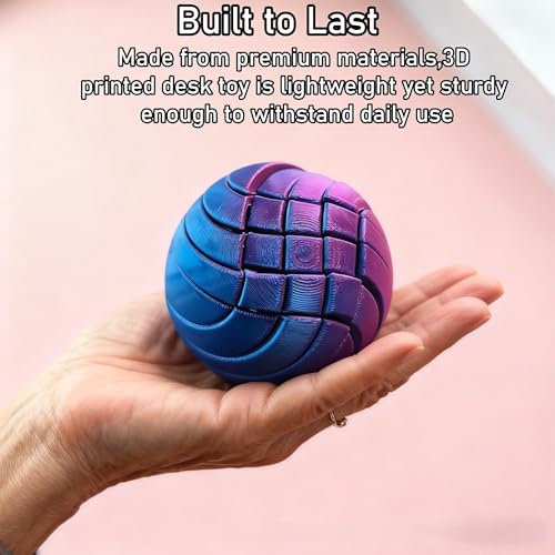 3D Printed Fidget Ball Toy - Purple Liquid Flow Gear Stress Relief