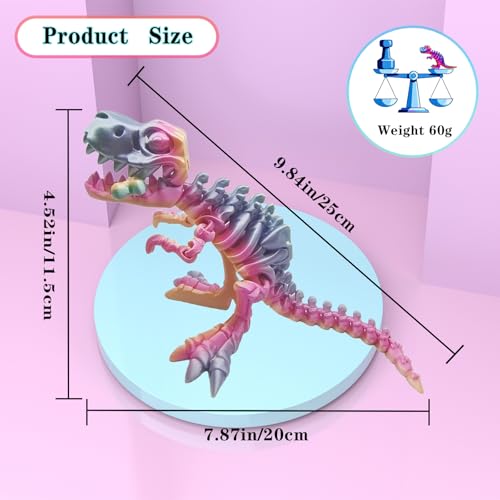 3D Printed Flexible Dinosaur Toy - Rainbow T-Rex by JIANLEKE - Desk Decoration & Stress Relief