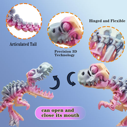 3D Printed Flexible Dinosaur Toy - Rainbow T-Rex by JIANLEKE - Desk Decoration & Stress Relief