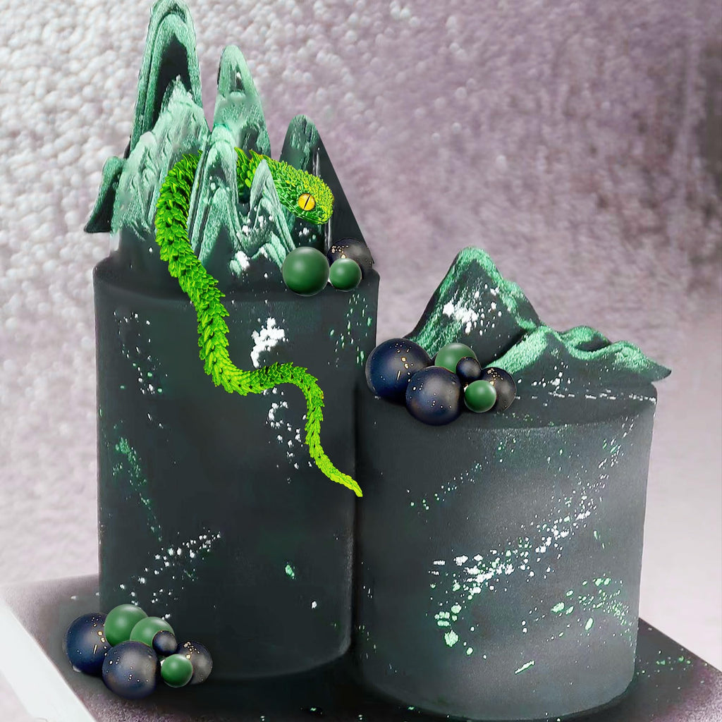 3D Printed Snake Cake Topper Set for Fantasy Birthday Parties