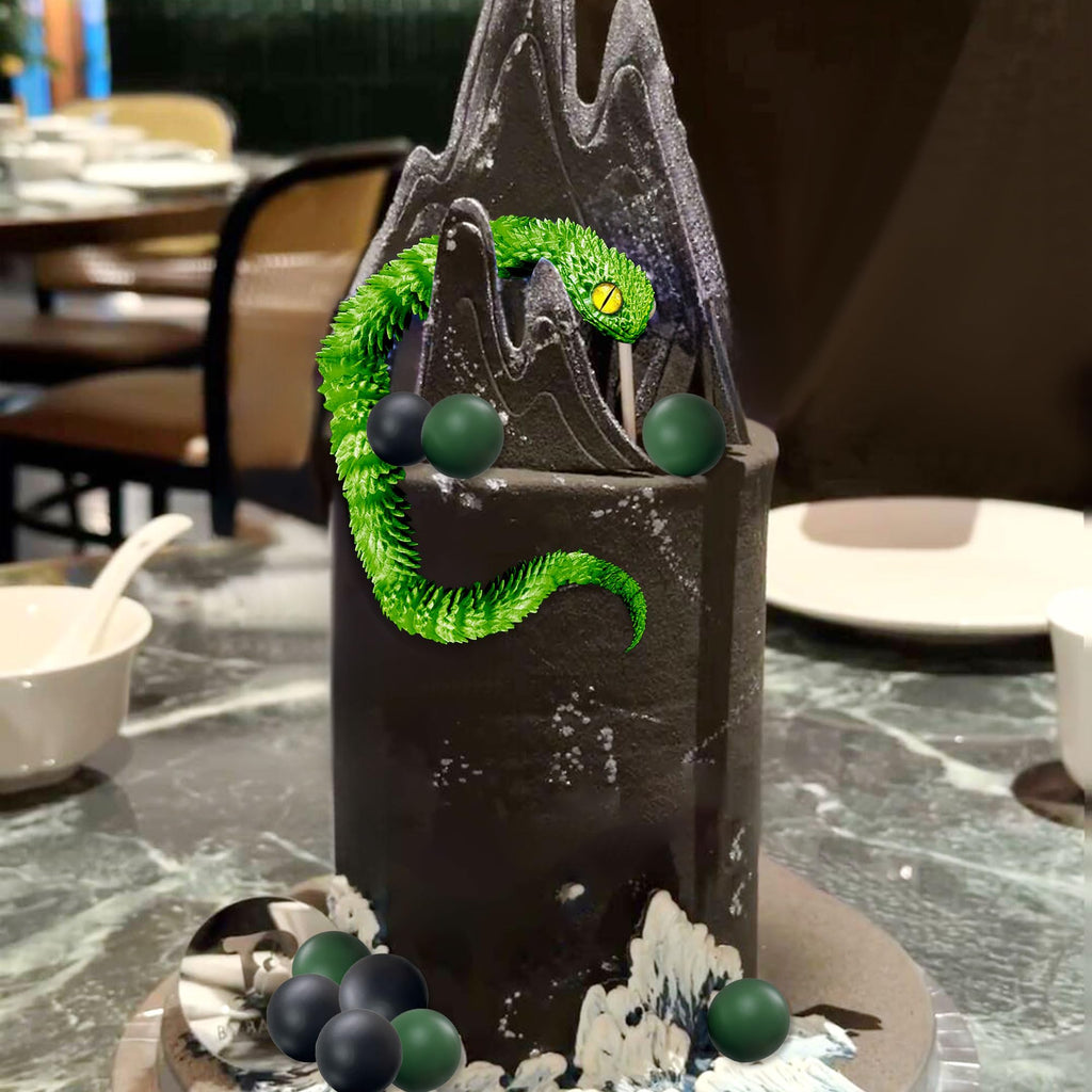 3D Printed Snake Cake Topper Set for Fantasy Birthday Parties