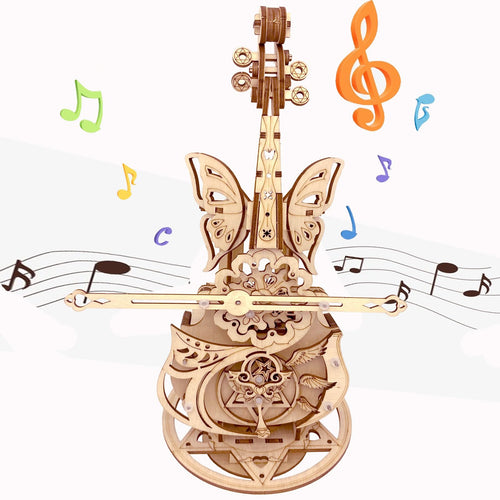3D Wooden Cello Music Box Puzzle - DIY Model Kit for Adults 14+