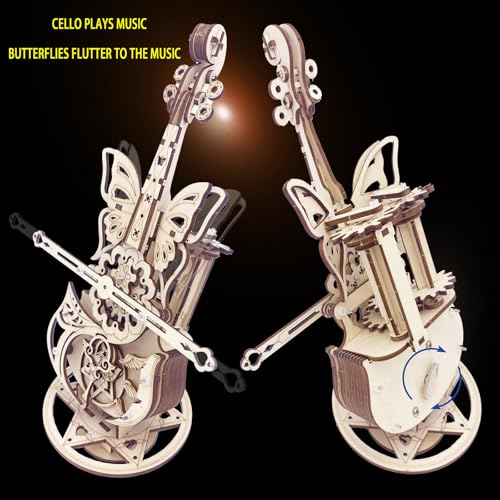 3D Wooden Cello Music Box Puzzle - DIY Model Kit for Adults 14+